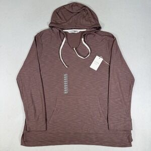 NWT Free Fly Bamboo‎ Slub Hoodie Womens Large Fig Purple Lightweight Long Sleeve